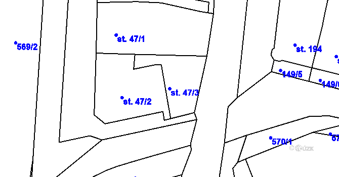 Parcela st. 47/3 v KÚ Lázně Bělohrad, Katastrální mapa