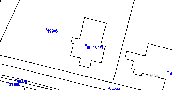 Parcela st. 164/1 v KÚ Lázně Bělohrad, Katastrální mapa