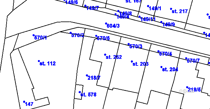 Parcela st. 252 v KÚ Lázně Bělohrad, Katastrální mapa