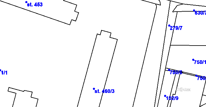 Parcela st. 460/1 v KÚ Lázně Bělohrad, Katastrální mapa
