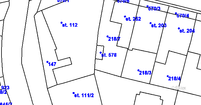 Parcela st. 578 v KÚ Lázně Bělohrad, Katastrální mapa