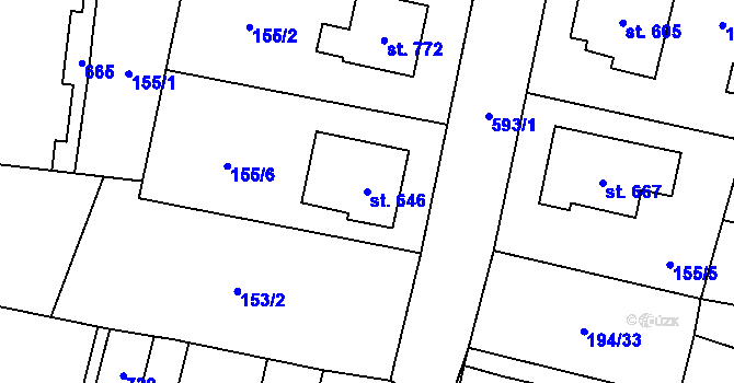 Parcela st. 646 v KÚ Lázně Bělohrad, Katastrální mapa
