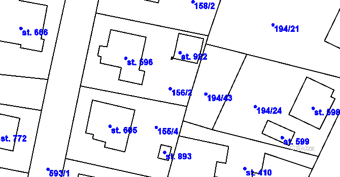 Parcela st. 156/2 v KÚ Lázně Bělohrad, Katastrální mapa