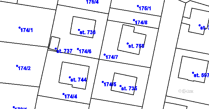 Parcela st. 174/7 v KÚ Lázně Bělohrad, Katastrální mapa