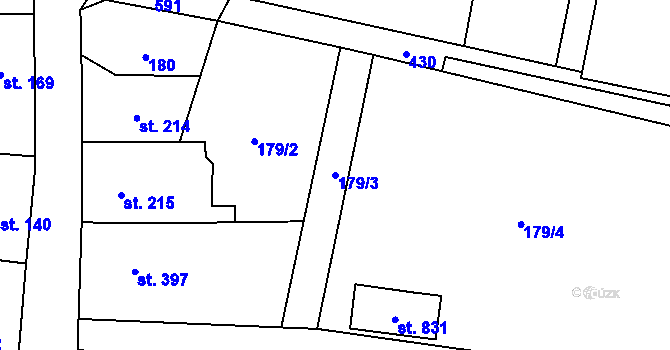 Parcela st. 179/3 v KÚ Lázně Bělohrad, Katastrální mapa
