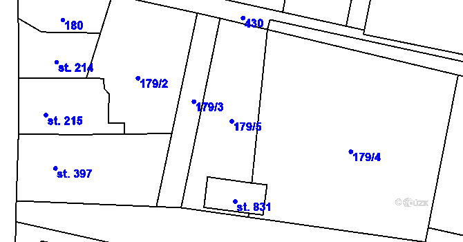Parcela st. 179/5 v KÚ Lázně Bělohrad, Katastrální mapa