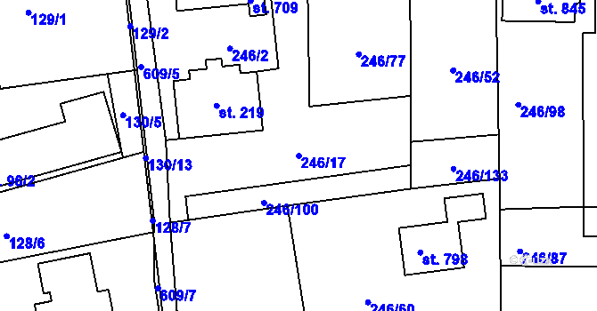 Parcela st. 246/17 v KÚ Lázně Bělohrad, Katastrální mapa