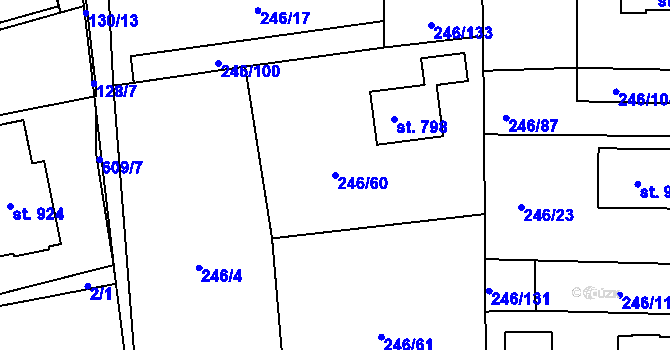 Parcela st. 246/60 v KÚ Lázně Bělohrad, Katastrální mapa