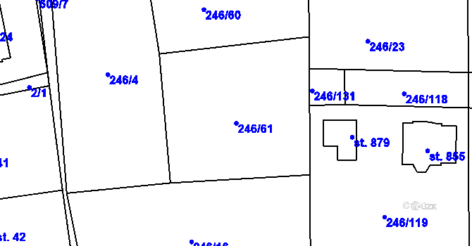 Parcela st. 246/61 v KÚ Lázně Bělohrad, Katastrální mapa