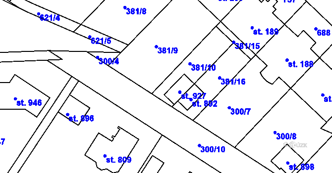 Parcela st. 300/6 v KÚ Lázně Bělohrad, Katastrální mapa