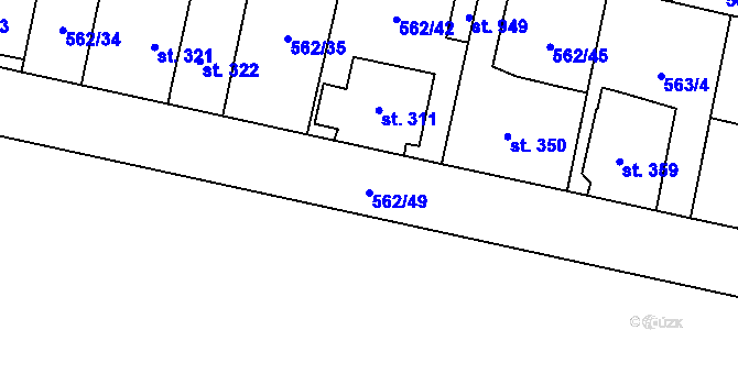 Parcela st. 562/49 v KÚ Lázně Bělohrad, Katastrální mapa
