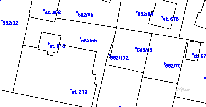 Parcela st. 562/113 v KÚ Lázně Bělohrad, Katastrální mapa