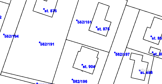 Parcela st. 562/161 v KÚ Lázně Bělohrad, Katastrální mapa