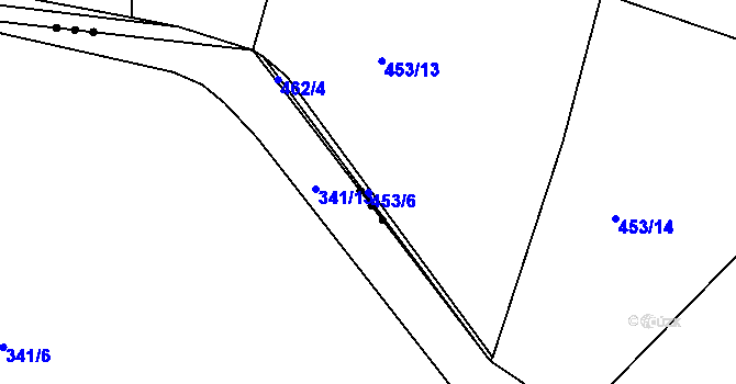 Parcela st. 453/6 v KÚ Lázně Bělohrad, Katastrální mapa