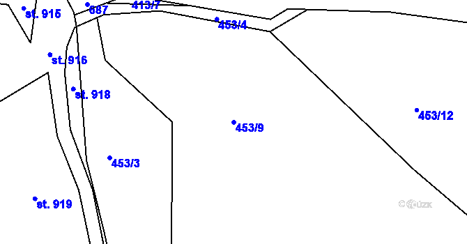 Parcela st. 453/9 v KÚ Lázně Bělohrad, Katastrální mapa