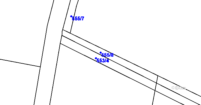 Parcela st. 555/8 v KÚ Lázně Bělohrad, Katastrální mapa