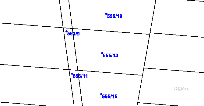 Parcela st. 555/13 v KÚ Lázně Bělohrad, Katastrální mapa