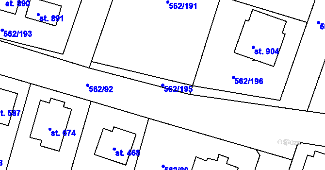 Parcela st. 562/195 v KÚ Lázně Bělohrad, Katastrální mapa