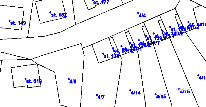 Parcela st. 136 v KÚ Prostřední Nová Ves, Katastrální mapa