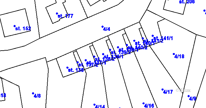 Parcela st. 138/1 v KÚ Prostřední Nová Ves, Katastrální mapa