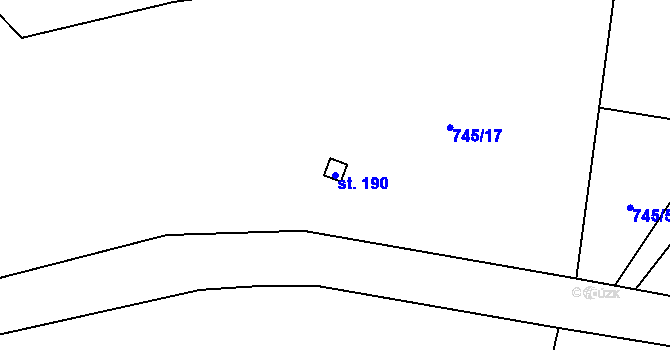 Parcela st. 190 v KÚ Lazy, Katastrální mapa