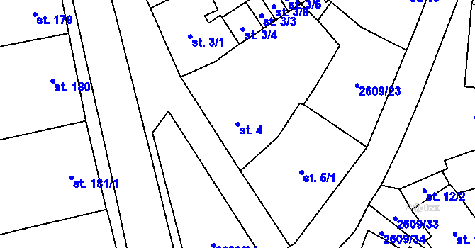 Parcela st. 4 v KÚ Lázně Kynžvart, Katastrální mapa