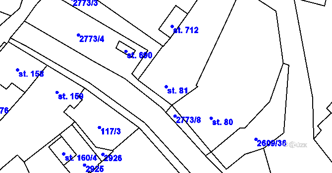 Parcela st. 81 v KÚ Lázně Kynžvart, Katastrální mapa