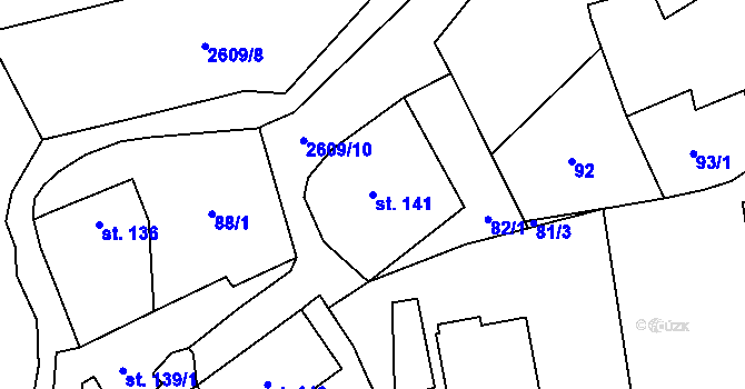 Parcela st. 141 v KÚ Lázně Kynžvart, Katastrální mapa