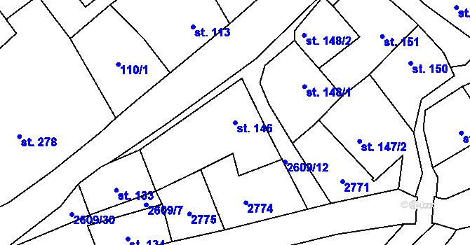 Parcela st. 146 v KÚ Lázně Kynžvart, Katastrální mapa