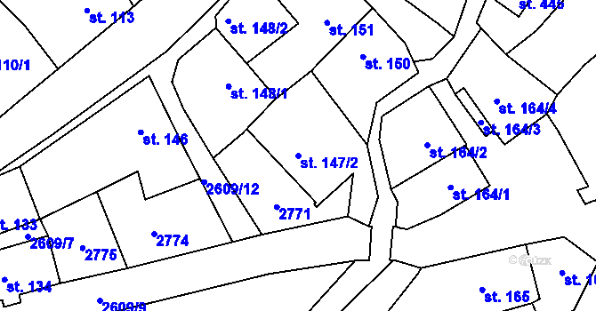 Parcela st. 147/2 v KÚ Lázně Kynžvart, Katastrální mapa