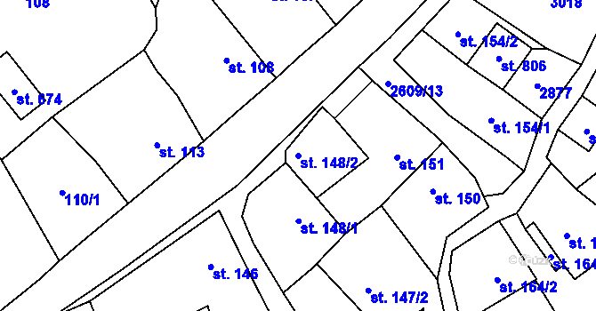 Parcela st. 148/2 v KÚ Lázně Kynžvart, Katastrální mapa