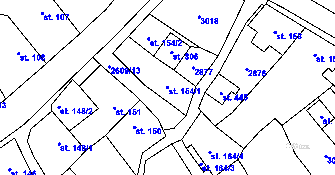 Parcela st. 154/1 v KÚ Lázně Kynžvart, Katastrální mapa