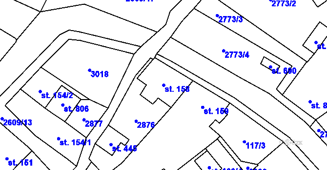 Parcela st. 158 v KÚ Lázně Kynžvart, Katastrální mapa