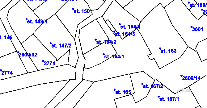 Parcela st. 164/1 v KÚ Lázně Kynžvart, Katastrální mapa