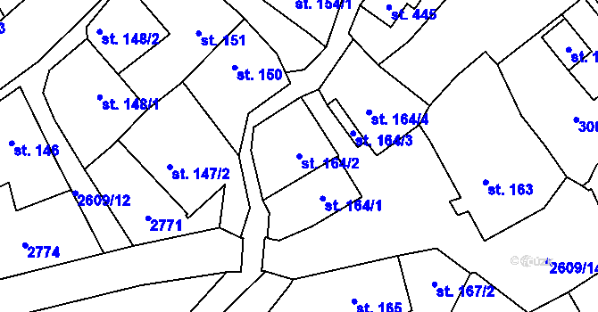 Parcela st. 164/2 v KÚ Lázně Kynžvart, Katastrální mapa