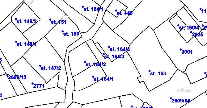 Parcela st. 164/3 v KÚ Lázně Kynžvart, Katastrální mapa