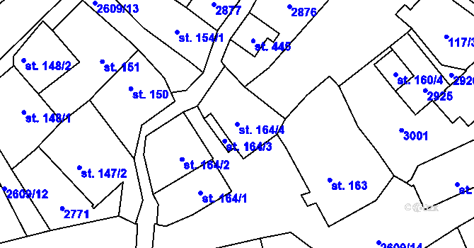 Parcela st. 164/4 v KÚ Lázně Kynžvart, Katastrální mapa