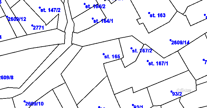 Parcela st. 165 v KÚ Lázně Kynžvart, Katastrální mapa