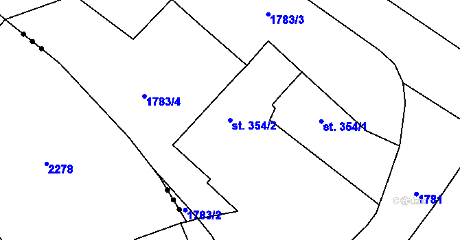 Parcela st. 354/2 v KÚ Lázně Kynžvart, Katastrální mapa