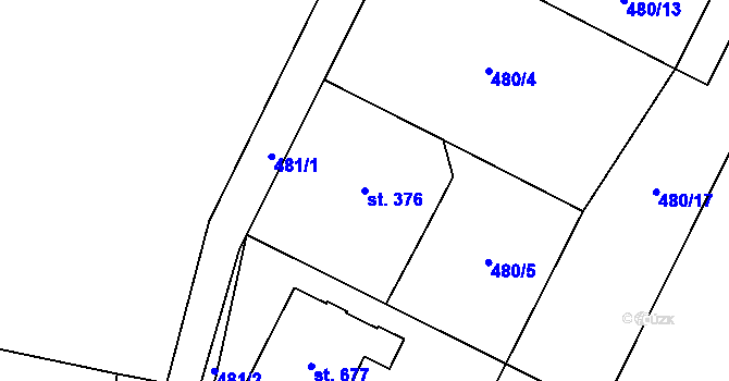 Parcela st. 376 v KÚ Lázně Kynžvart, Katastrální mapa