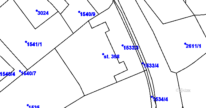 Parcela st. 398 v KÚ Lázně Kynžvart, Katastrální mapa