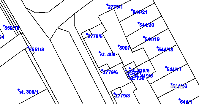 Parcela st. 400 v KÚ Lázně Kynžvart, Katastrální mapa
