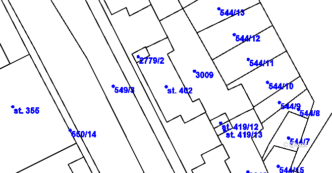 Parcela st. 402 v KÚ Lázně Kynžvart, Katastrální mapa
