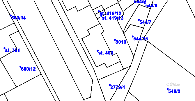 Parcela st. 403 v KÚ Lázně Kynžvart, Katastrální mapa