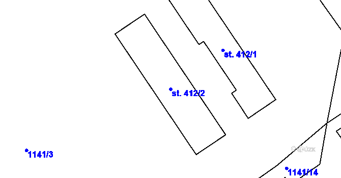 Parcela st. 412/2 v KÚ Lázně Kynžvart, Katastrální mapa