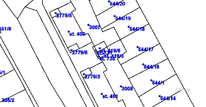 Parcela st. 419/5 v KÚ Lázně Kynžvart, Katastrální mapa
