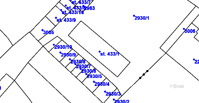 Parcela st. 433/1 v KÚ Lázně Kynžvart, Katastrální mapa