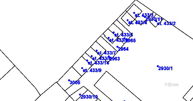 Parcela st. 433/7 v KÚ Lázně Kynžvart, Katastrální mapa