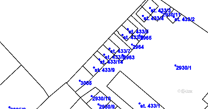 Parcela st. 433/8 v KÚ Lázně Kynžvart, Katastrální mapa