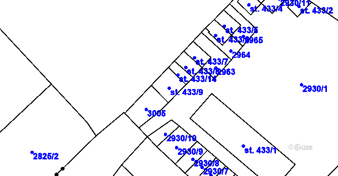 Parcela st. 433/9 v KÚ Lázně Kynžvart, Katastrální mapa